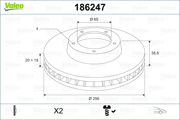 VALEO 186247 Bromsskiva