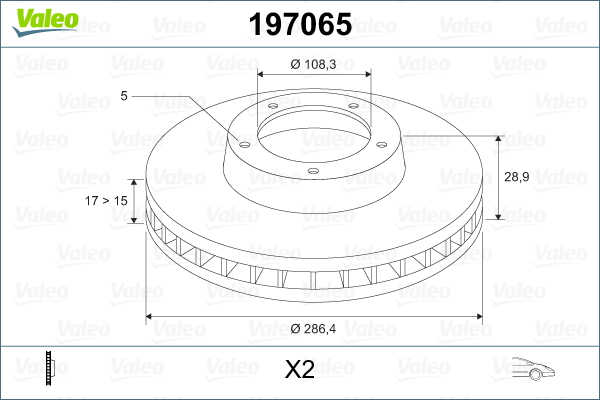 VALEO 197065 Bromsskiva