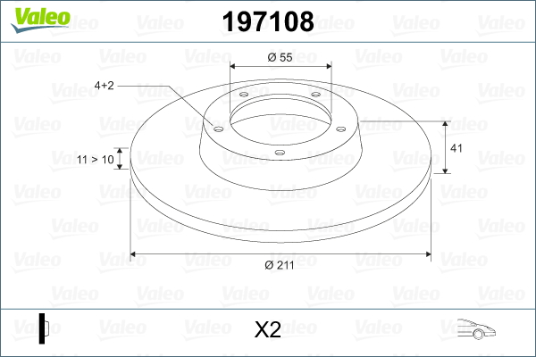 VALEO 197108 Bromsskiva
