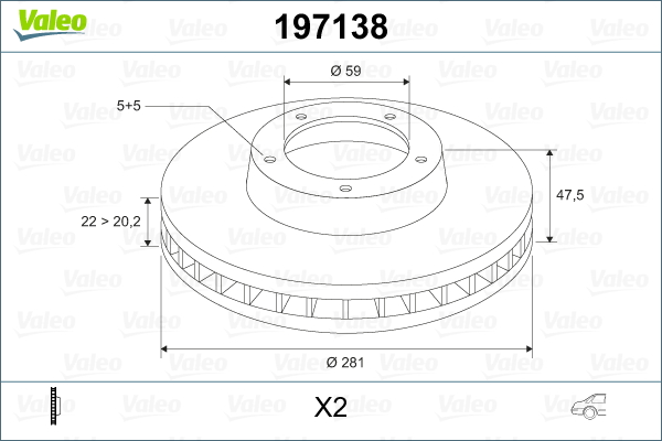 VALEO 197138 Bromsskiva