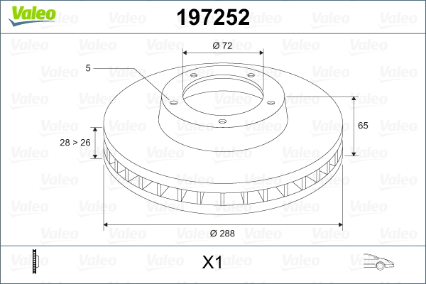 VALEO 197252 Bromsskiva
