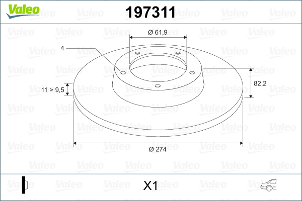 VALEO 197311 Bromsskiva
