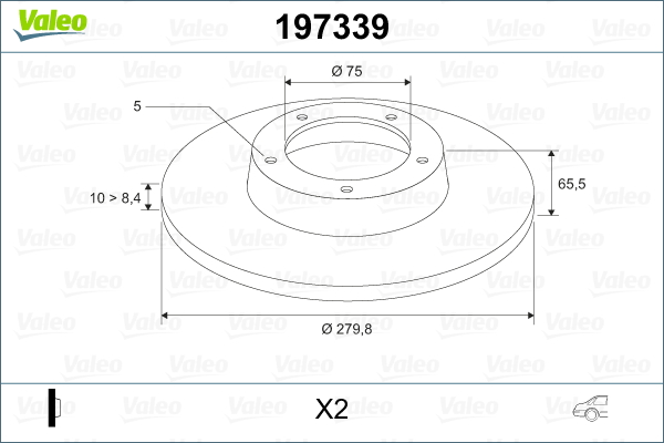 VALEO 197339 Bromsskiva