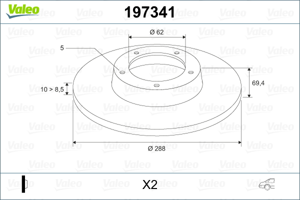 VALEO 197341 Bromsskiva