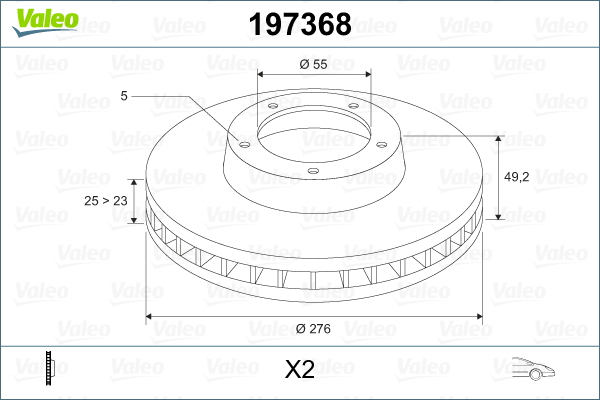 VALEO 197368 Bromsskiva