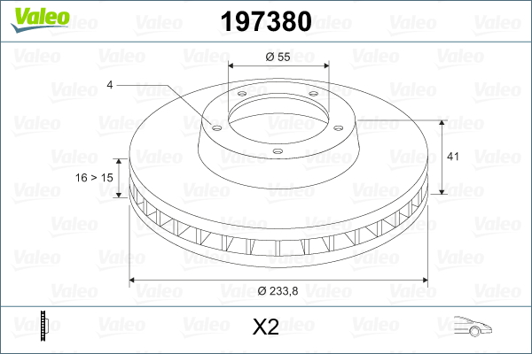 VALEO 197380 Bromsskiva