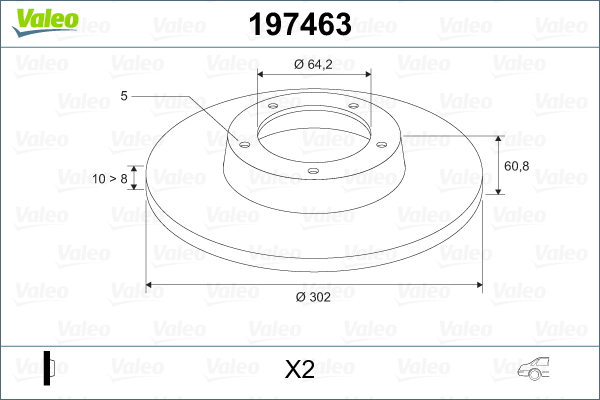 VALEO 197463 Bromsskiva