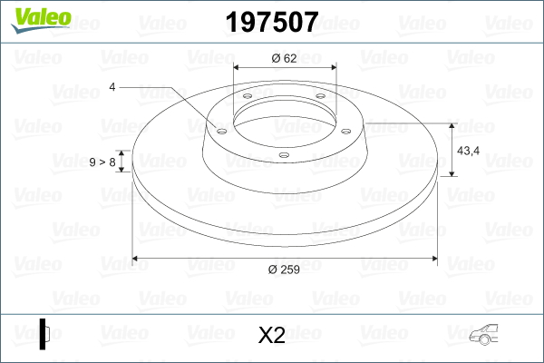 VALEO 197507 Bromsskiva