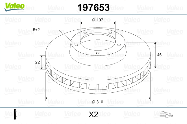 VALEO 197653 Bromsskiva