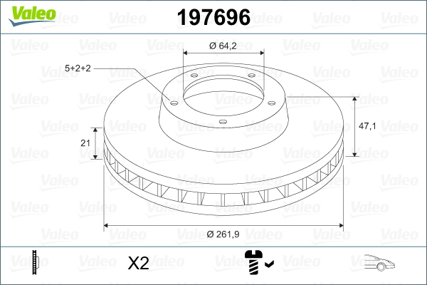 VALEO 197696 Bromsskiva