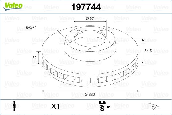 VALEO 197744 Bromsskiva
