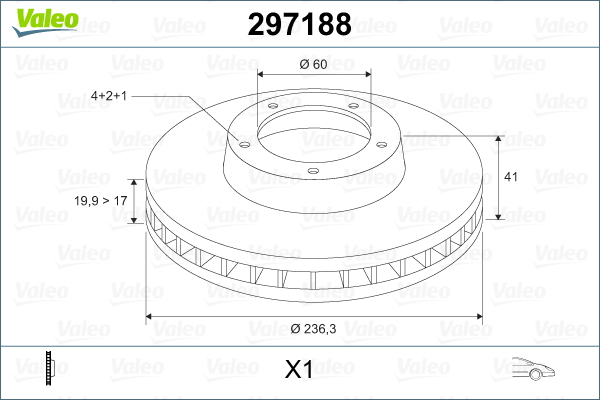 VALEO 297188 Bromsskiva