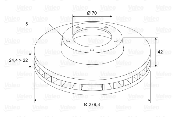 VALEO 297684 Bromsskiva