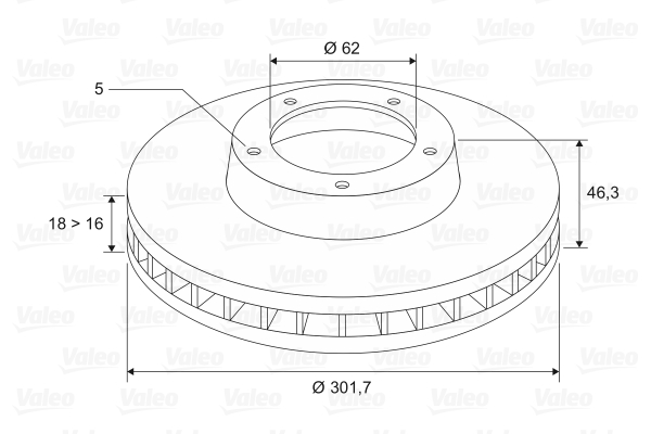 VALEO 297686 Bromsskiva