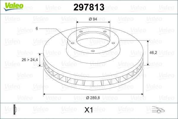 VALEO 297813 Bromsskiva