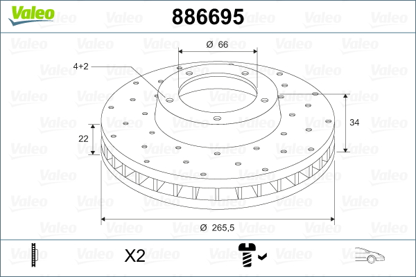 VALEO 886695 Bromsskiva