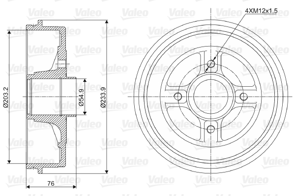 VALEO 237003 Tamburo freno