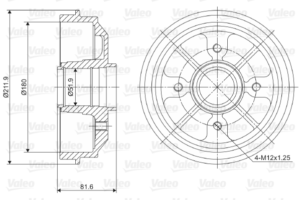 VALEO 237007 Brzdový buben