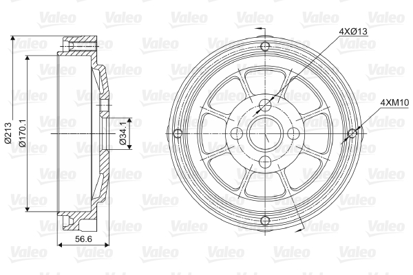 VALEO 237022 Tamburo freno