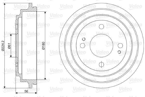 VALEO 237030 Tamburo freno