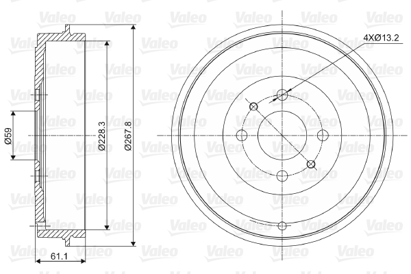 VALEO 237036 Brzdový buben