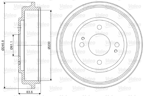 VALEO 237043 Tamburo freno