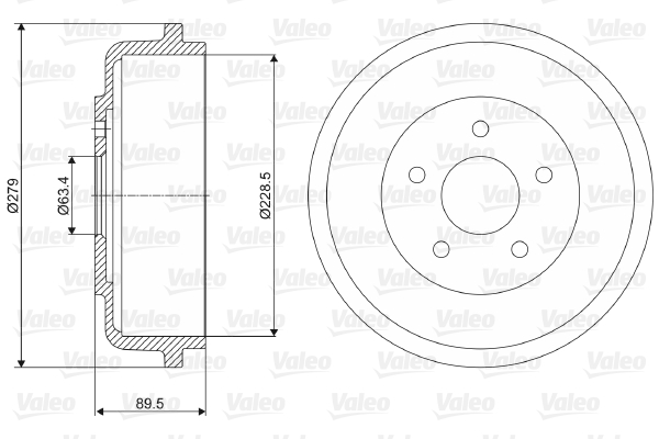 VALEO 237053 Tamburo freno