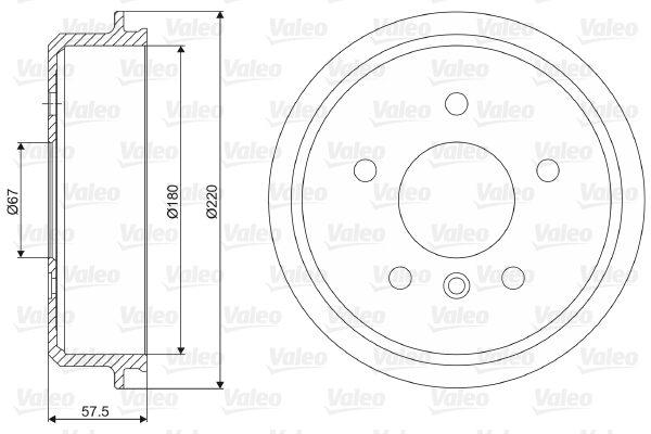 VALEO 237068 Tamburo freno