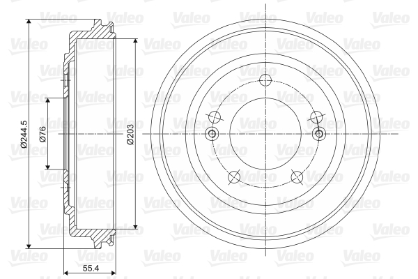 VALEO 237076 Tamburo freno-Tamburo freno-Ricambi Euro