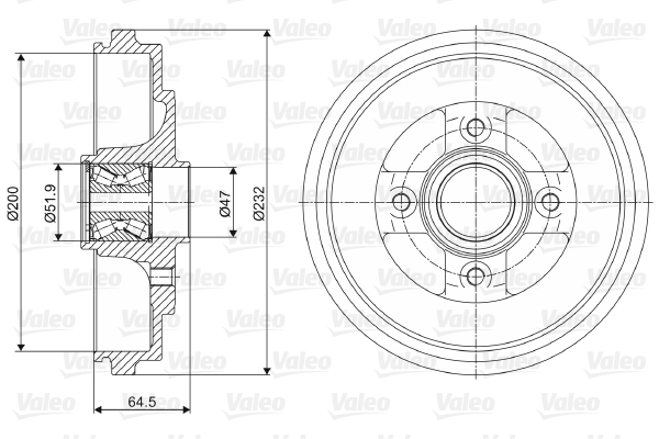 VALEO 237079 Tamburo freno