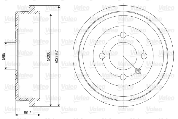 VALEO 237096 Tamburo freno