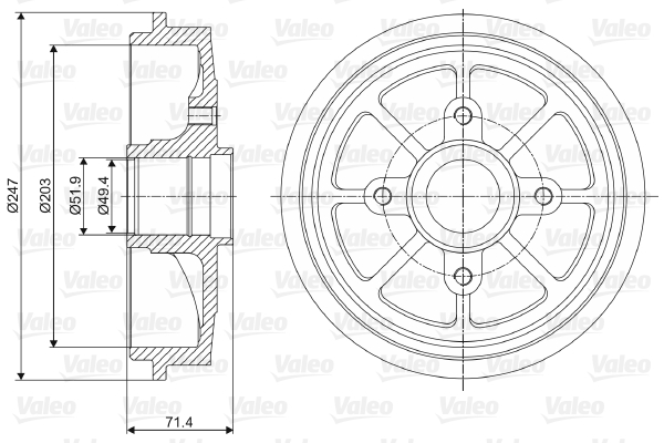 VALEO 237097 Tamburo freno