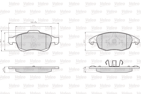 VALEO 872538 Kit pastiglie freno, Freno a disco