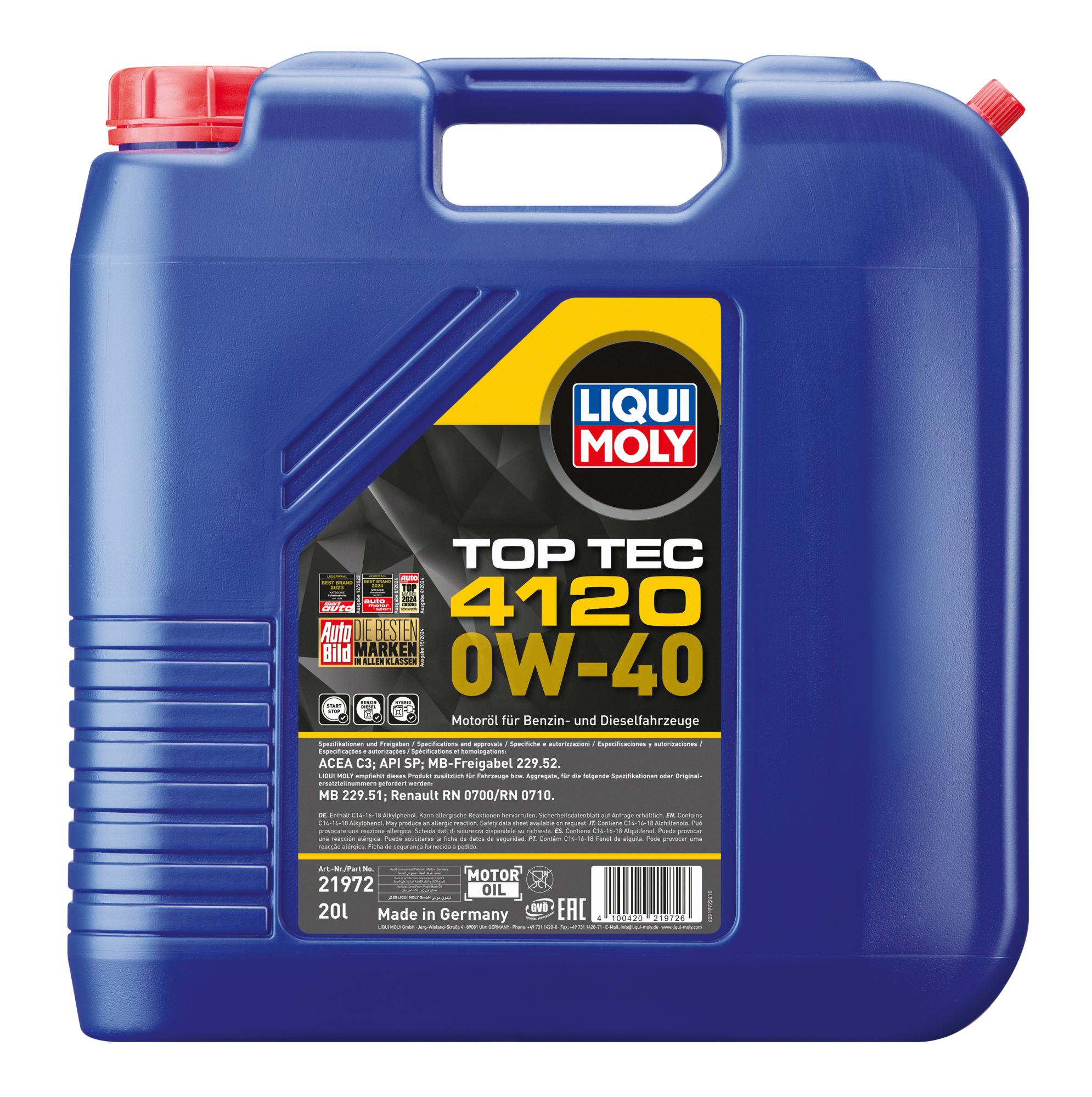 LIQUI MOLY 21972 Top Tec 4120 0W-40 Motoröl