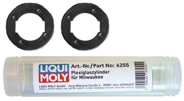 LIQUI MOLY 6255 Plexiglaszylinder für Milwaukee Akkupack, Ausdrückpistole