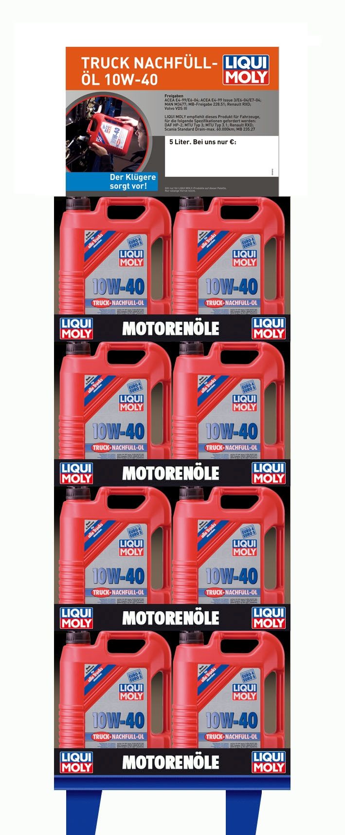 LIQUI MOLY 7328 Truck Nachfüll-Öl 10W-40 (4606) 24/5l EP Motoröl