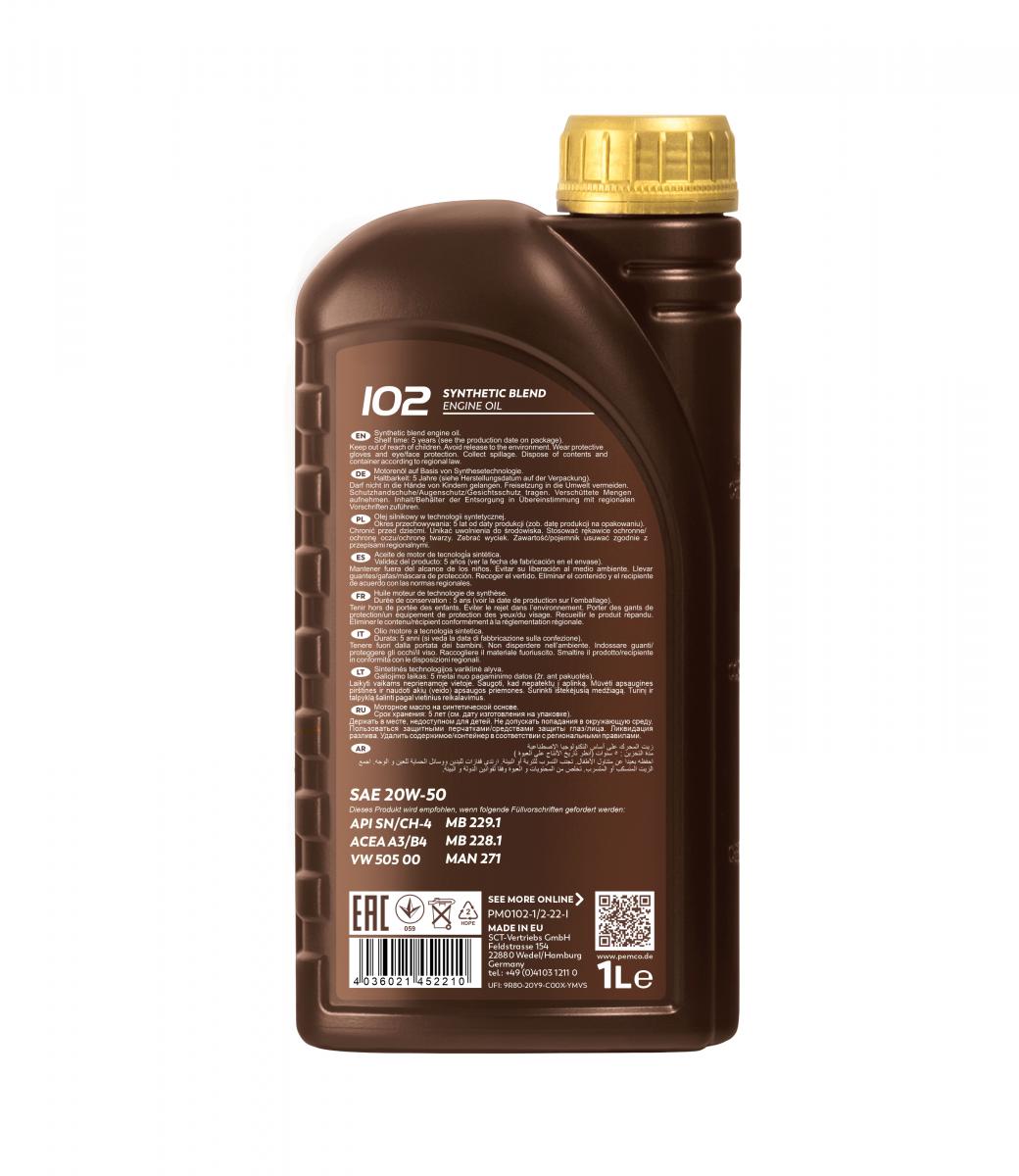 SCT - MANNOL PM0102-1 Pemco 102 20W-50 Engine Oil