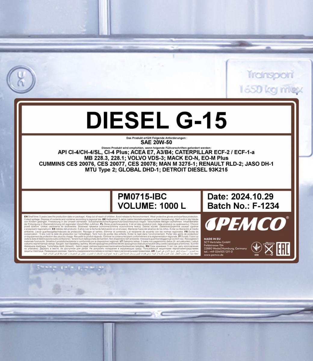 SCT - MANNOL PM0715-IBC PM Diesel G-15 SHPD 20W-50 Λάδι κινητήρα