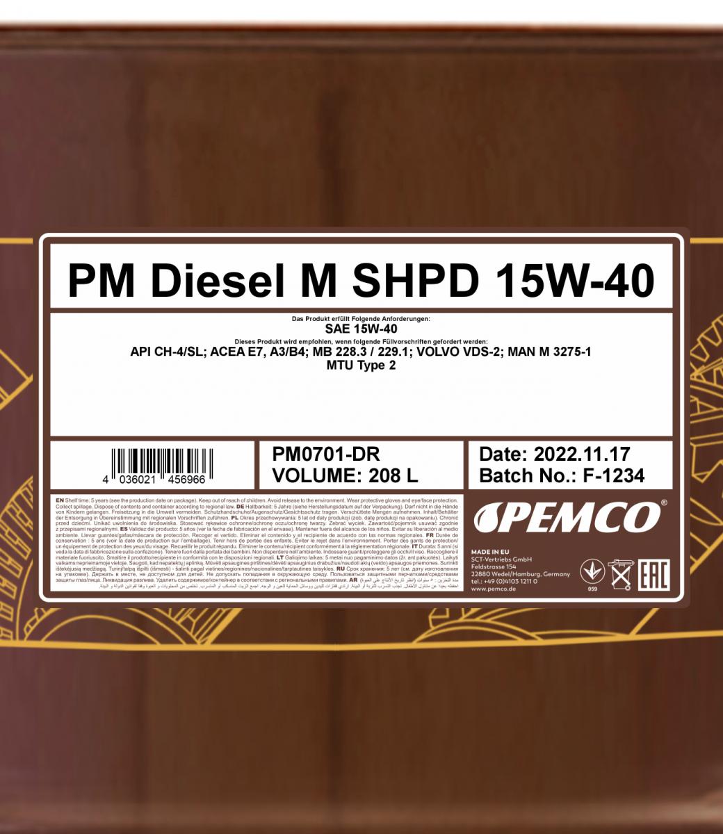 SCT - MANNOL PM0701-DR PEMCO PM DIESEL M SHPD 15W-40 Λάδι κινητήρα