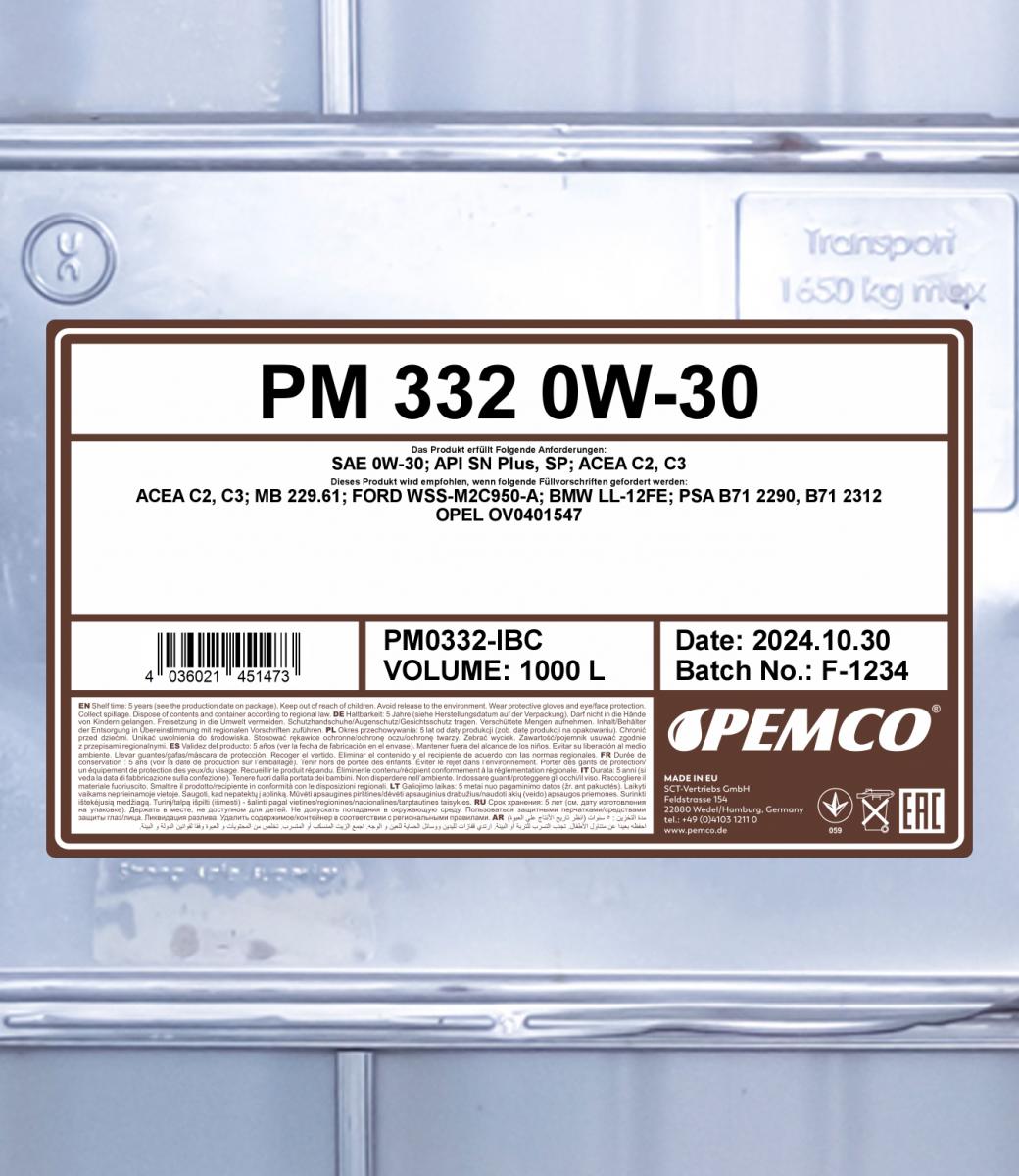 SCT - MANNOL PM0332-IBC Pemco 332 0W-30 Λάδι κινητήρα
