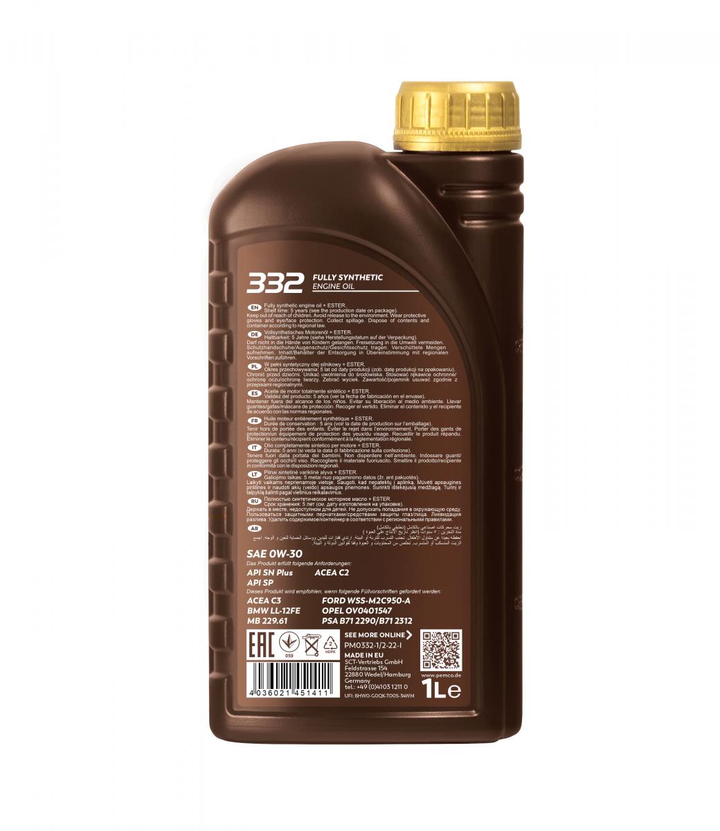 SCT - MANNOL PM0332-1 Pemco 332 0W-30 Λάδι κινητήρα