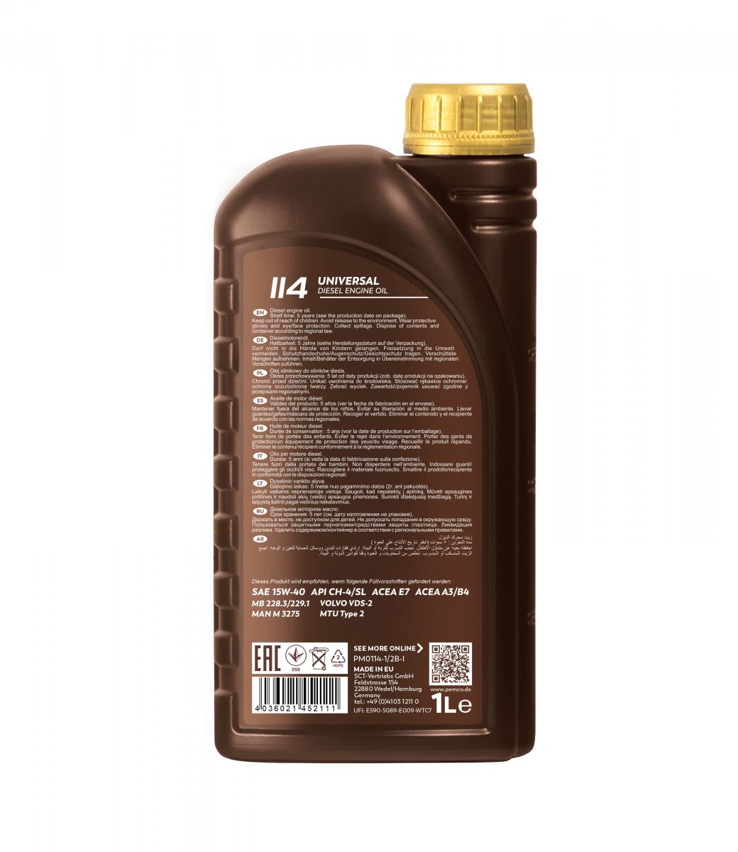 SCT - MANNOL PM0114-1 Pemco 114 15W-40 Engine Oil