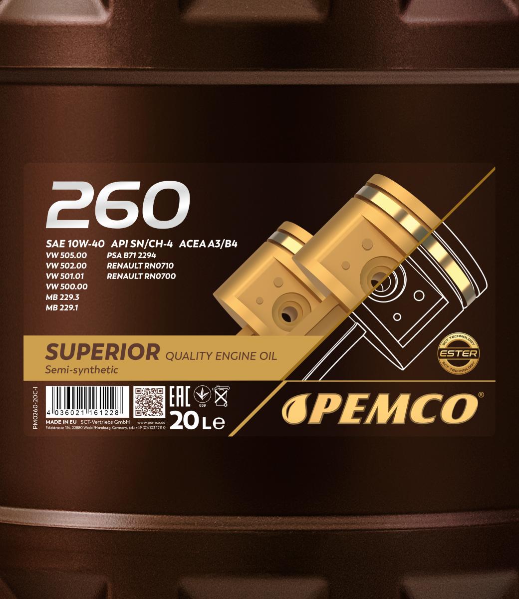 SCT - MANNOL PM0260-20 Pemco 260 10W-40 Engine Oil