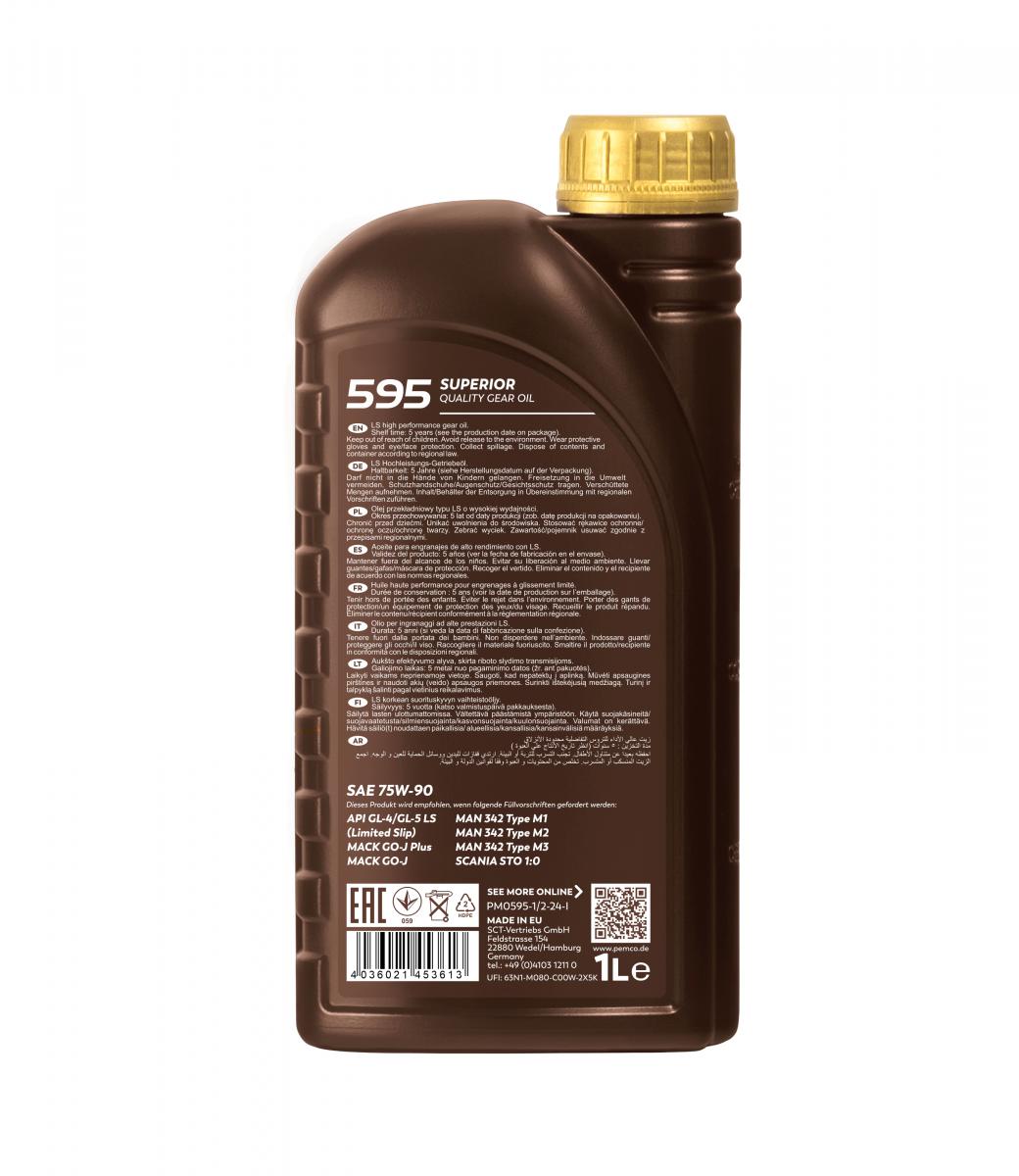 SCT - MANNOL PM0595-1 Pemco 595 75W-90 GL-5 Transmission Oil
