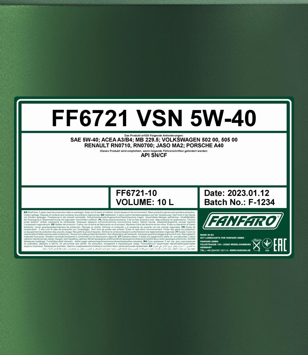 SCT - MANNOL FF6721-10 Fanfaro VSN 5W-40 Λάδι κινητήρα