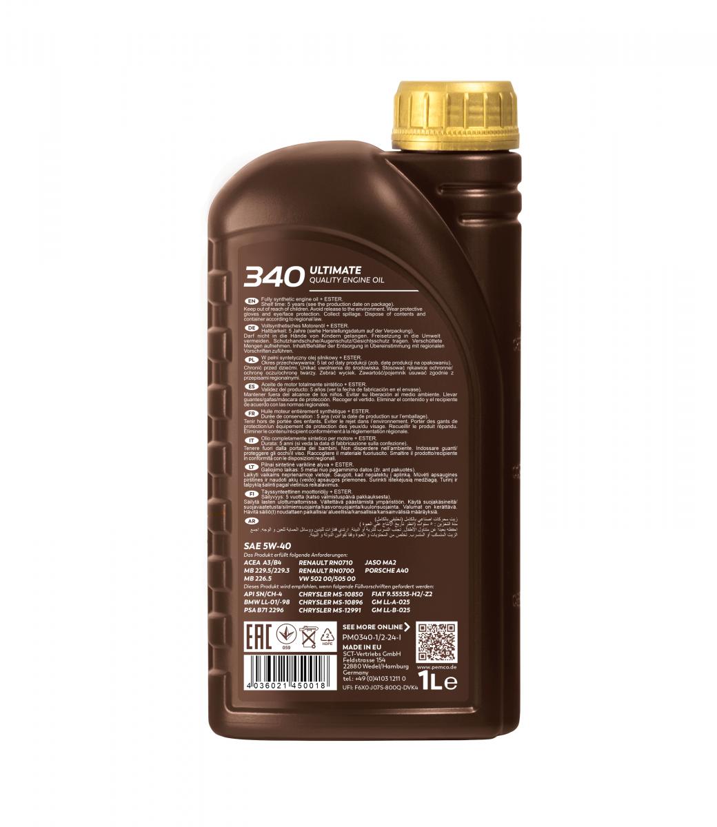 SCT - MANNOL PM0340-1 Pemco 340 5W-40 Engine Oil