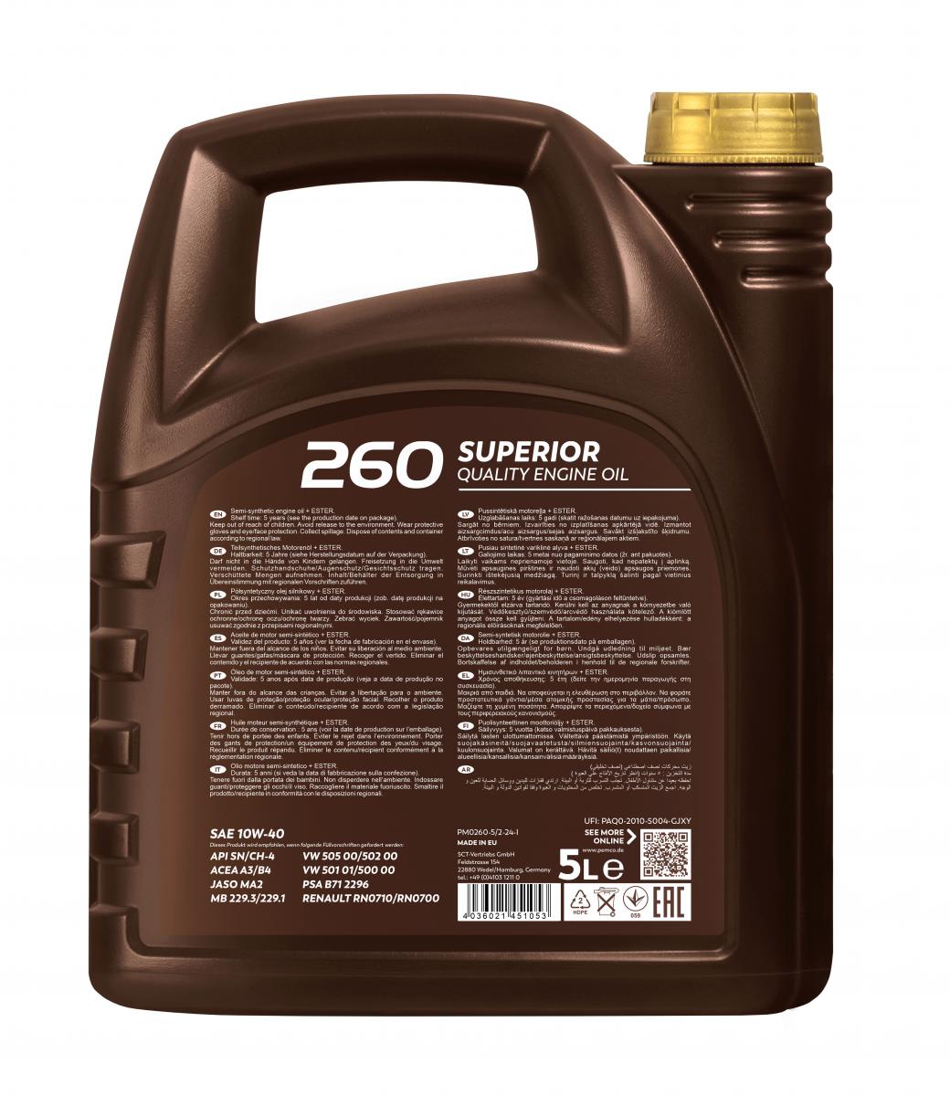 SCT - MANNOL PM0260-5 Pemco 260 10W-40 Engine Oil
