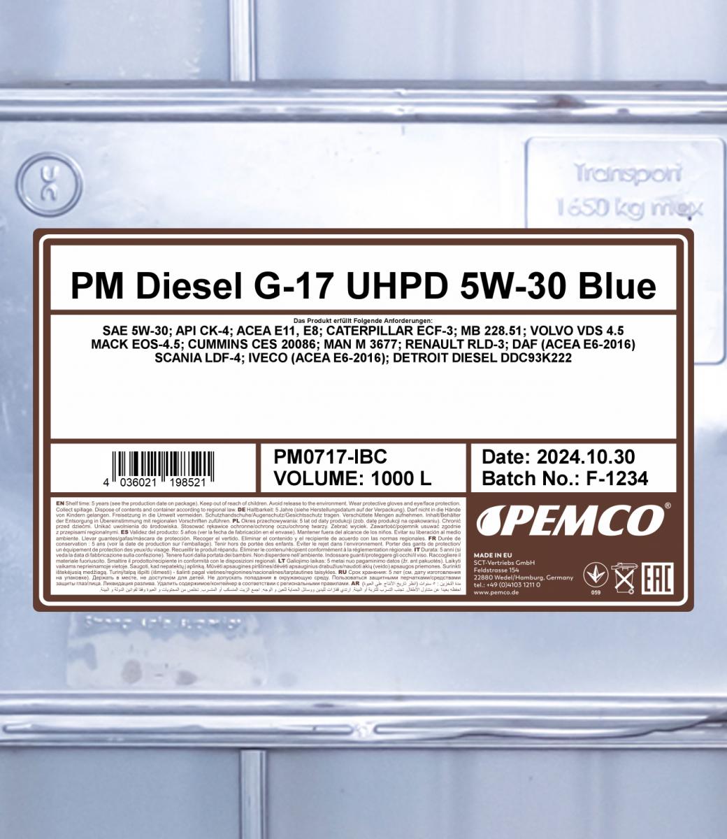 SCT - MANNOL PM0717-IBC Pemco Diesel G-17 UHPD 5W-30 Blue Λάδι κινητήρα