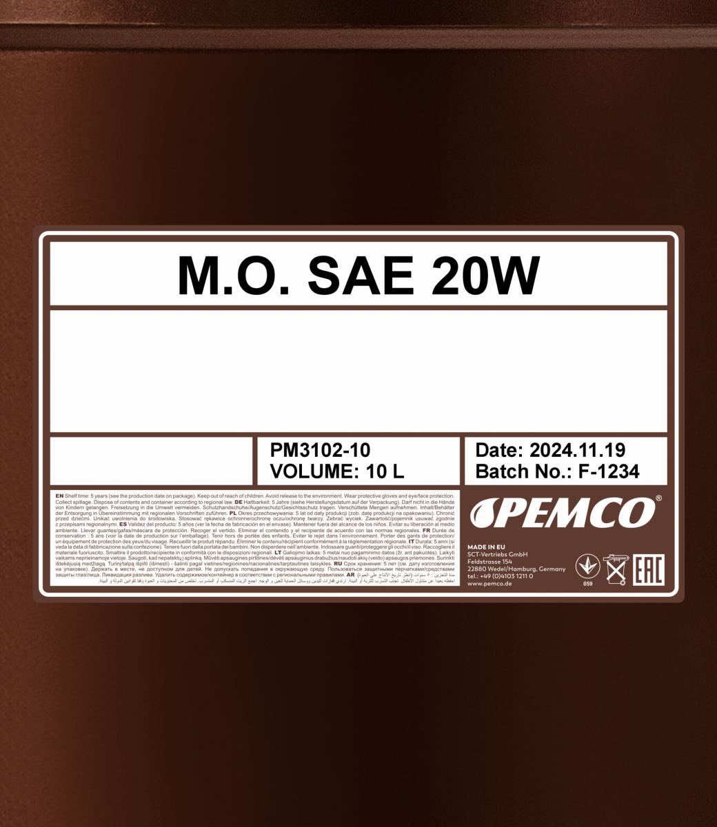 SCT - MANNOL PM3102-10 Pemco M.O. SAE 20W Λάδι κινητήρα