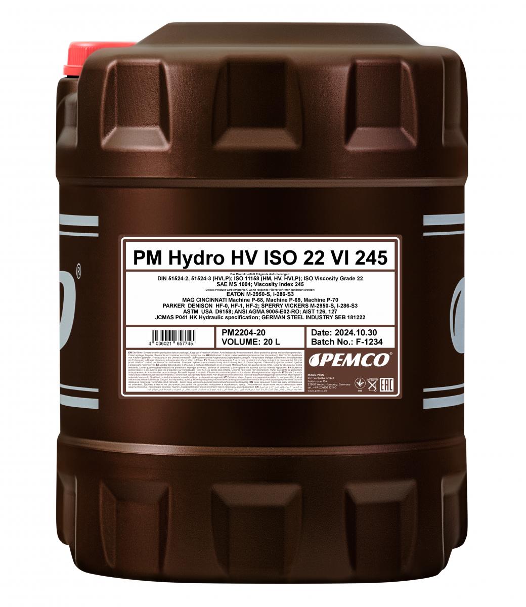 SCT - MANNOL PM2204-20 Pemco Hydro HV ISO 22 VI 245 Υδραυλ. λάδι